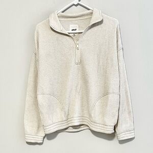 Aerie Waffle Knit Quarter Zip Pullover